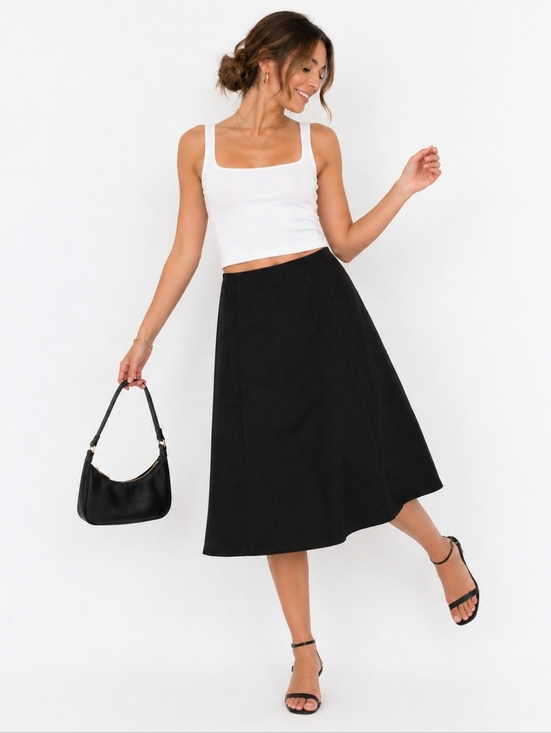 COS Dresses & Skirts - COS ($300) Black A-Line Midi Skirt Minimalist High Waist Clean Modern